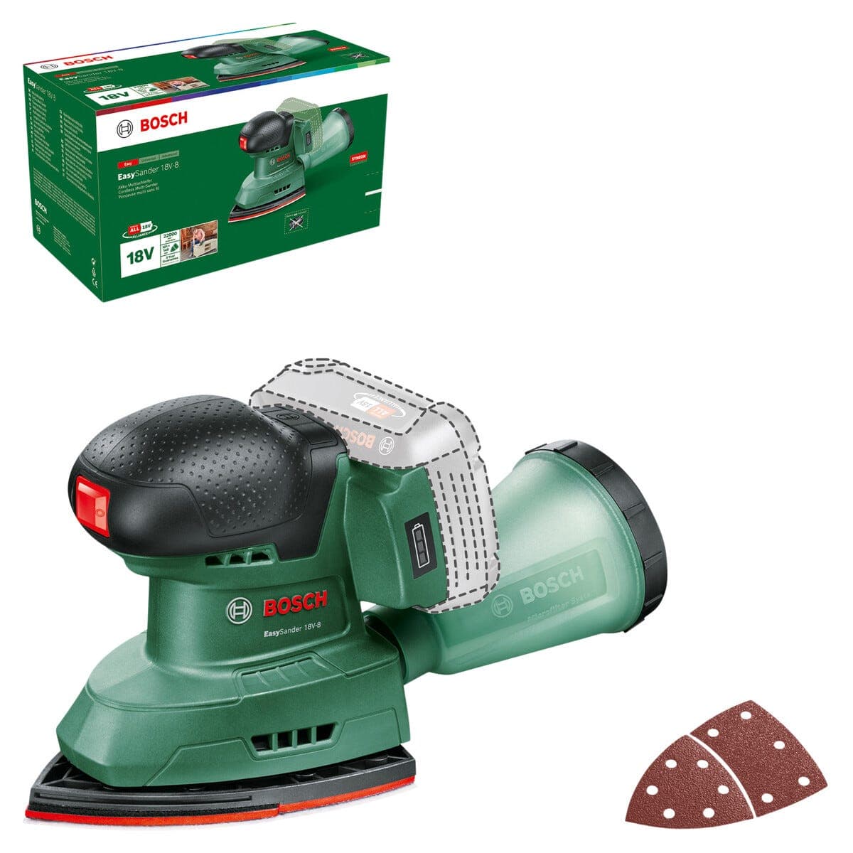 Bosch EasySander 18V-8 multisliper, batteridrevet