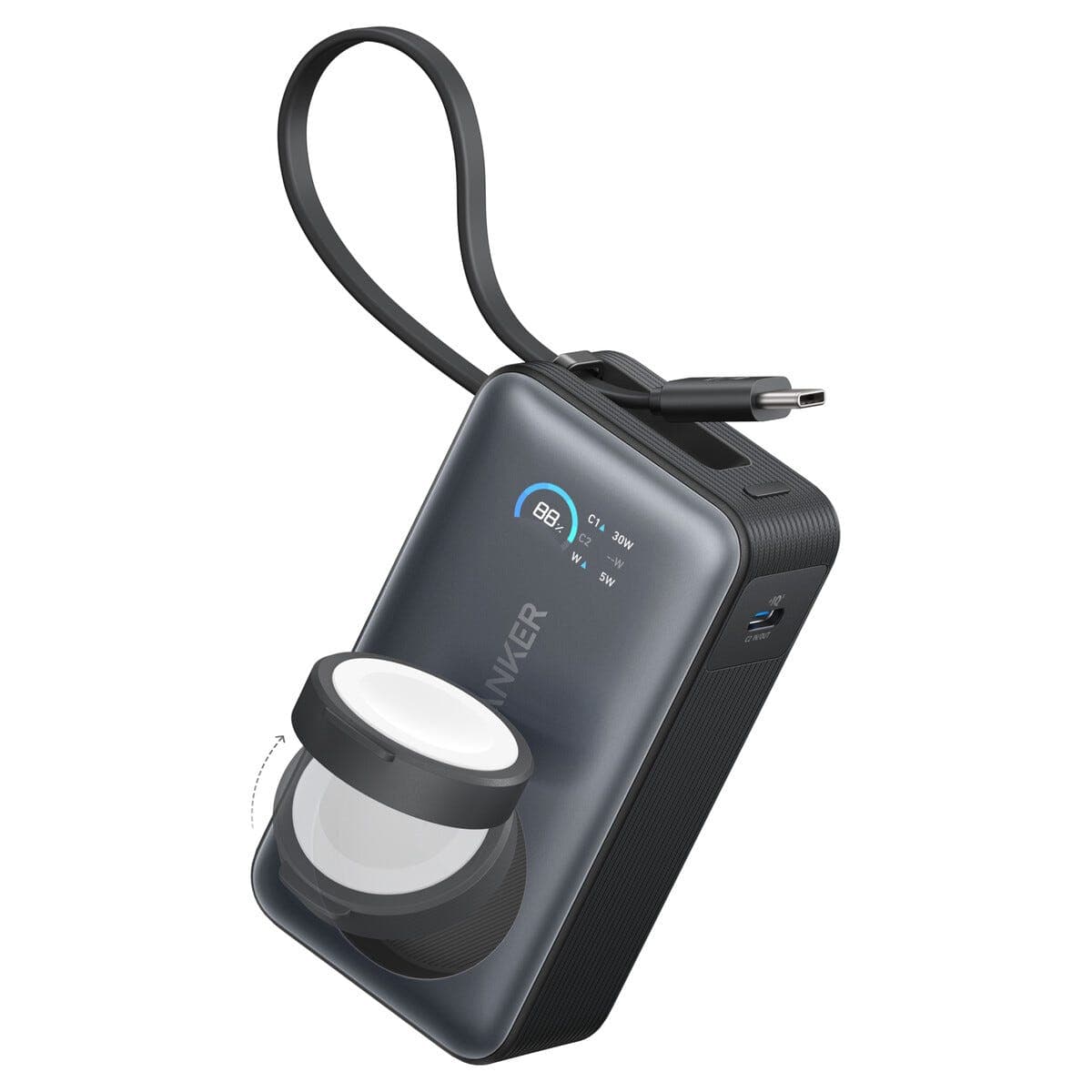 Anker MagGo Powerbank 10 000 mAh, Apple Watch og iPhone