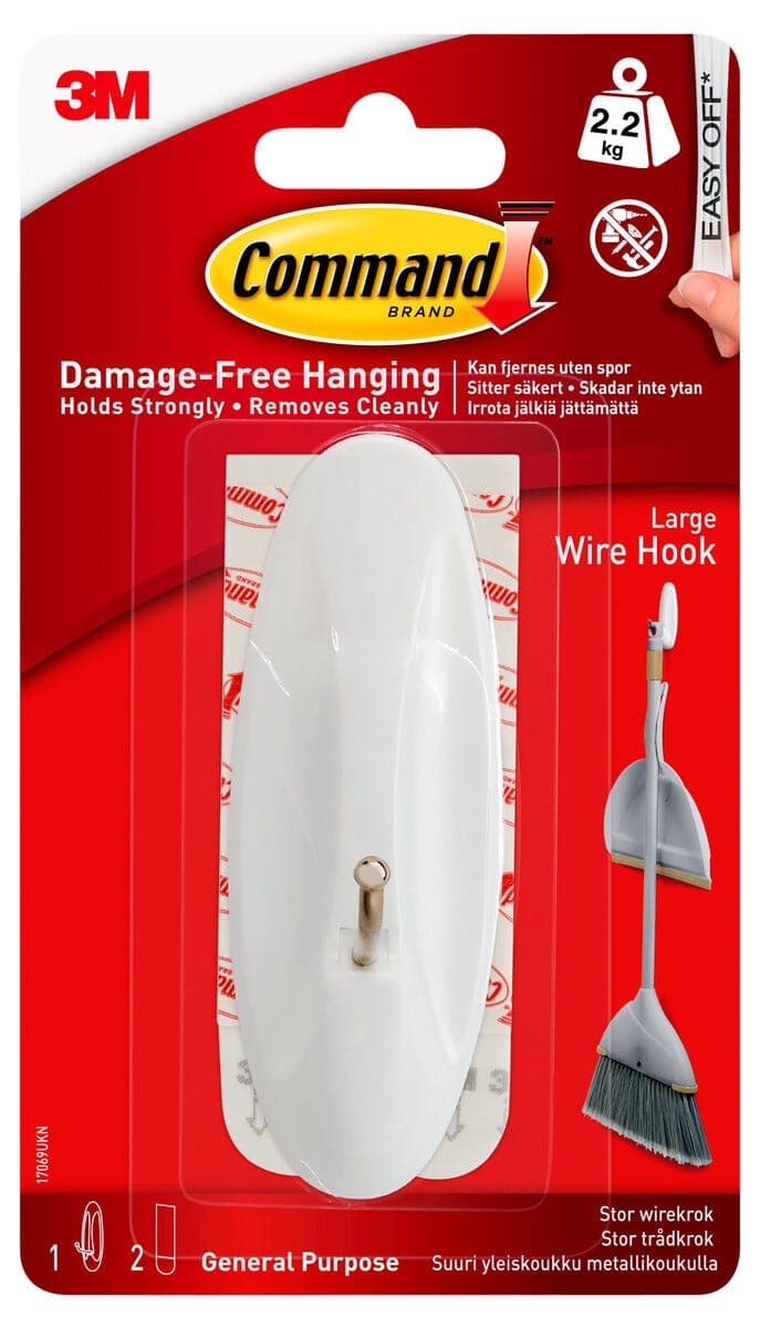 Command selvheftende kroker ståltråd large, 1-pakning
