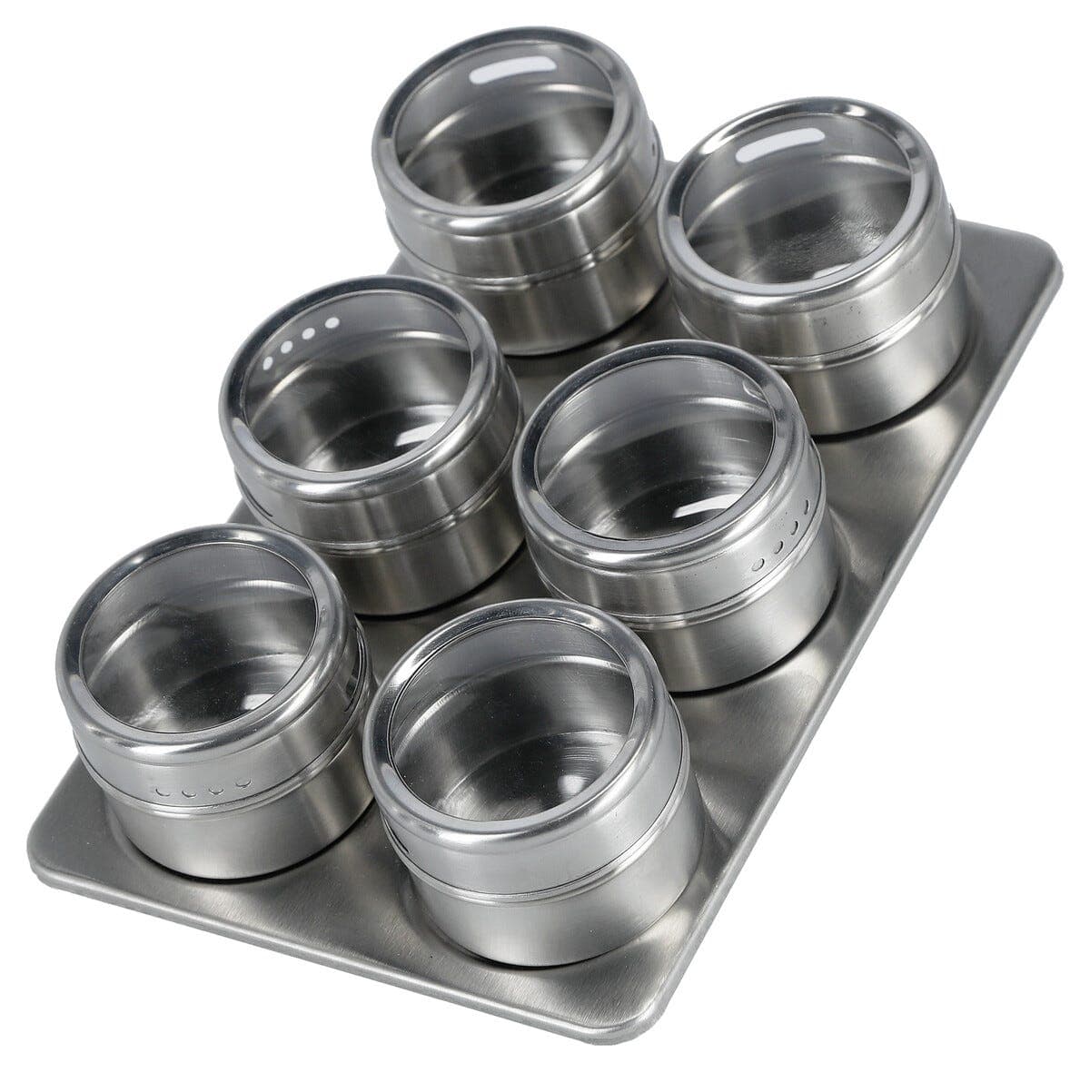 Krydderbokser med magnetisk stativ, 6-pakning