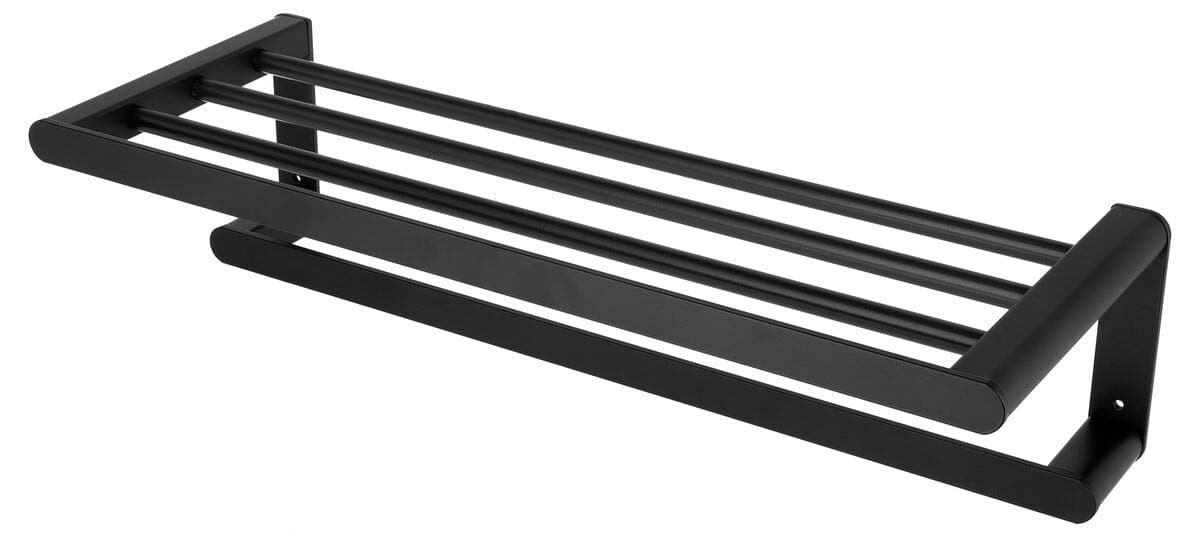 Håndklehenger med hylle, svart