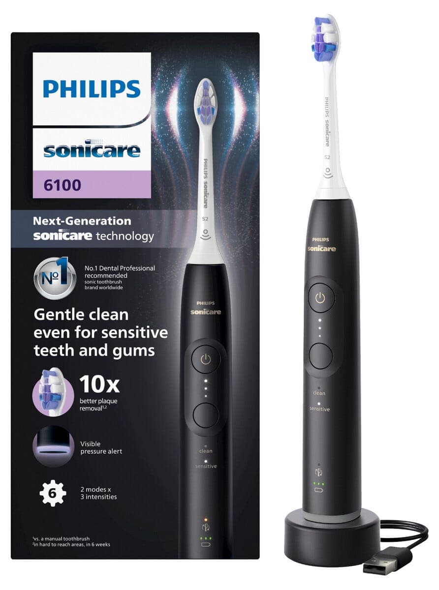 Philips Sonicare 6100 Series elektrisk tannbørste, svart