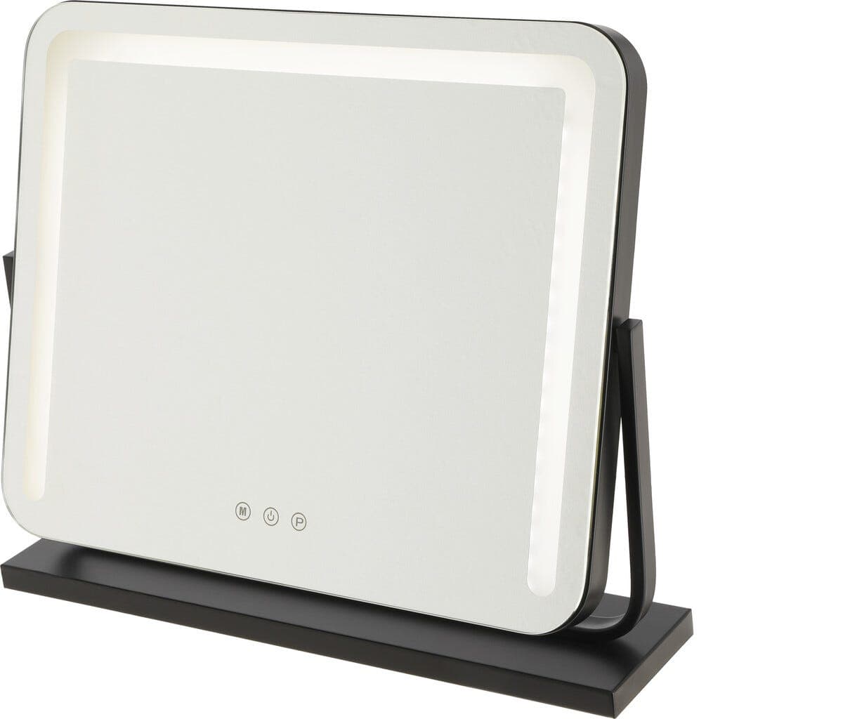 Sminkespeil med LED-belysning, svart, 52 x 44 cm