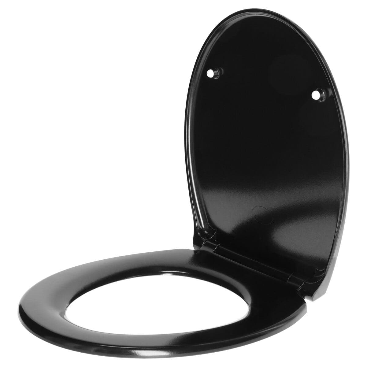 Toalettsete med myk lukking, svart, duroplast