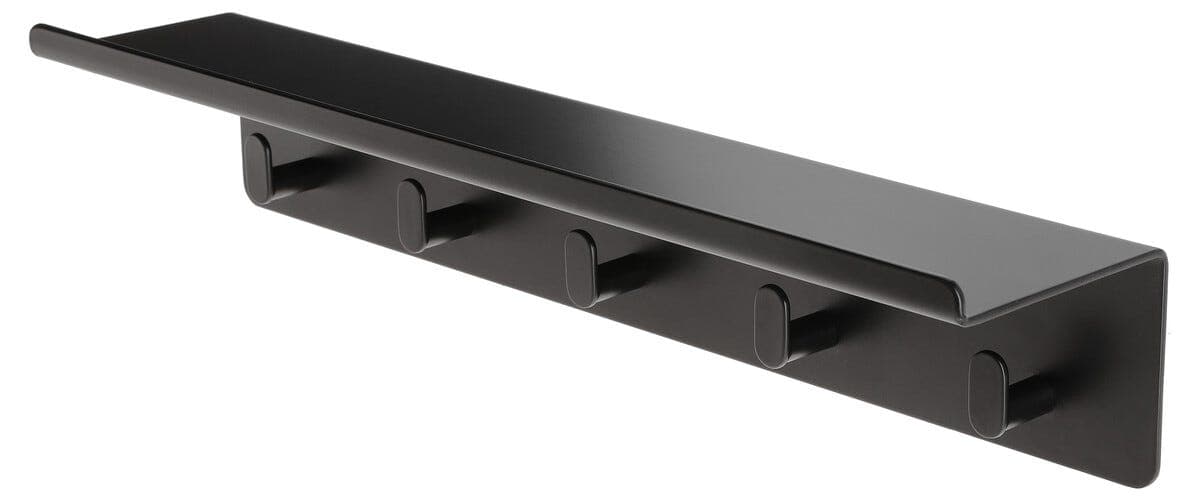 Liten vegghylle svart metall, med kroker