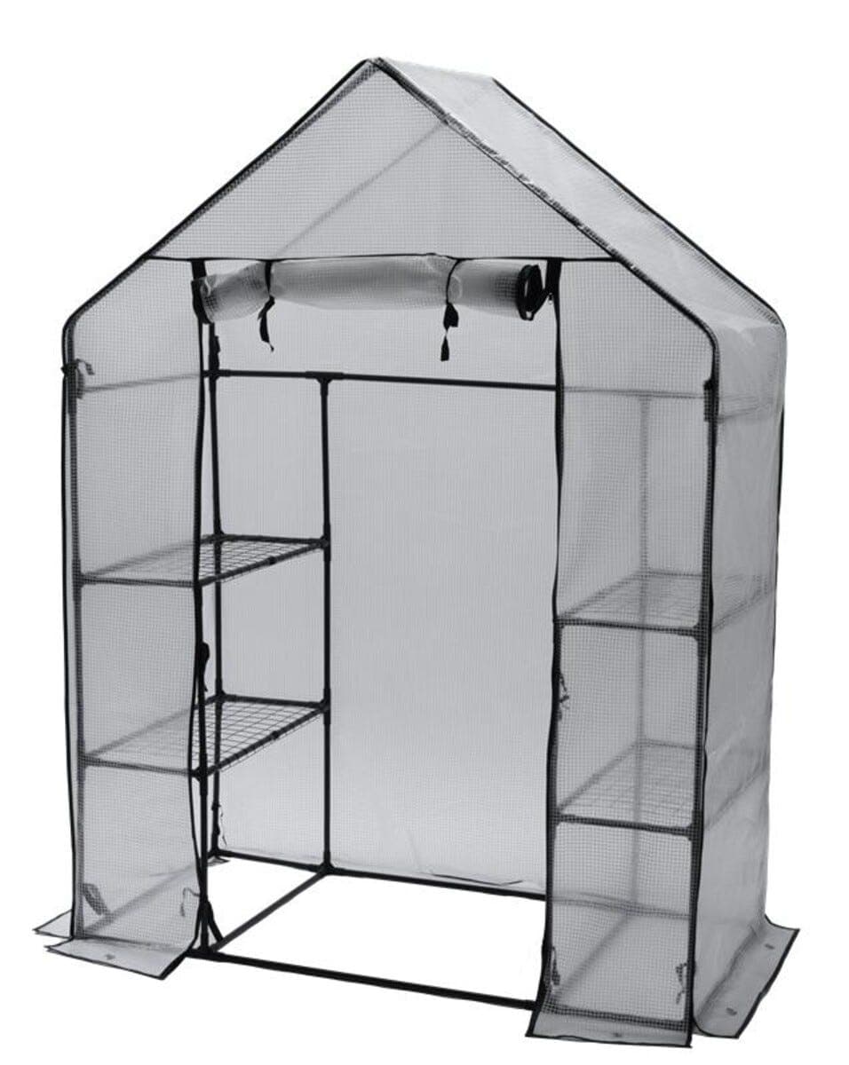 Drivhus med 4 hyller, plast, 1,43 x 0,73 x 1,95 m