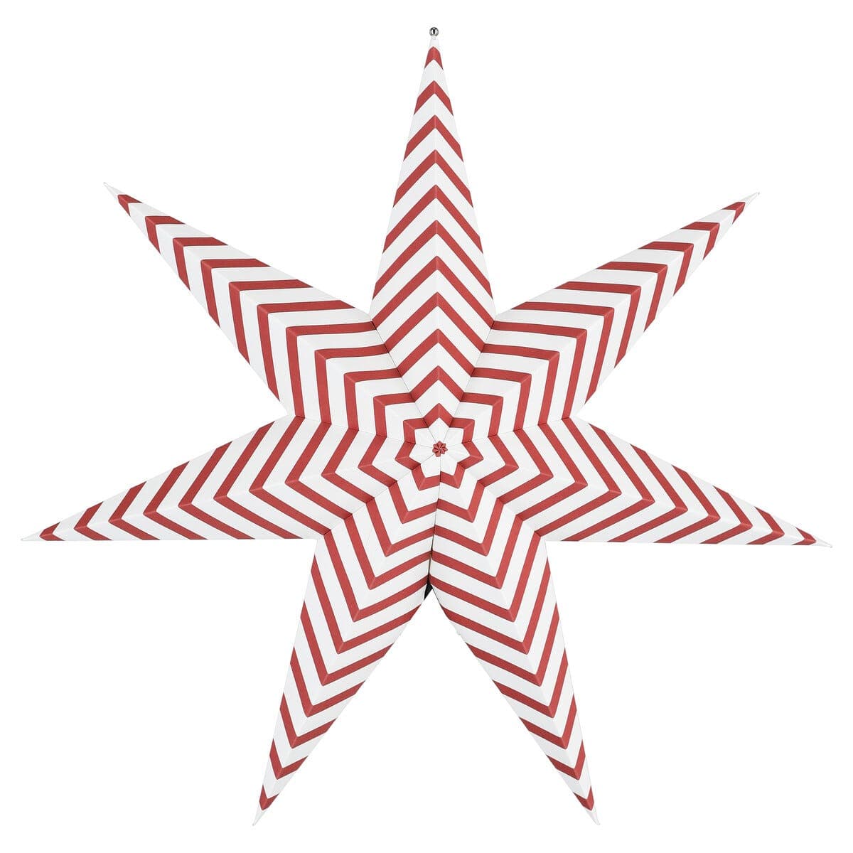 Adventsstjerne med røde og hvite striper, papir, 50 cm