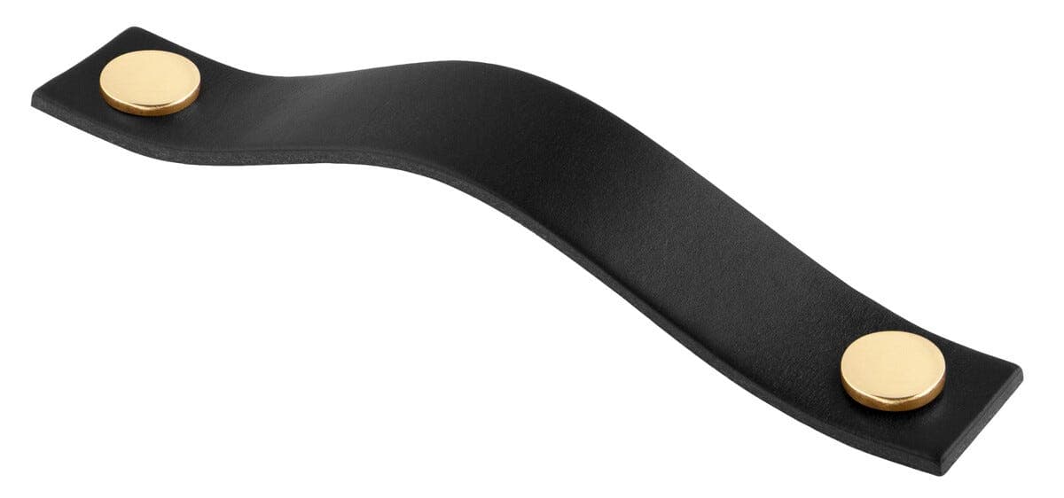 Lærhåndtak Levanto svart, 158 mm