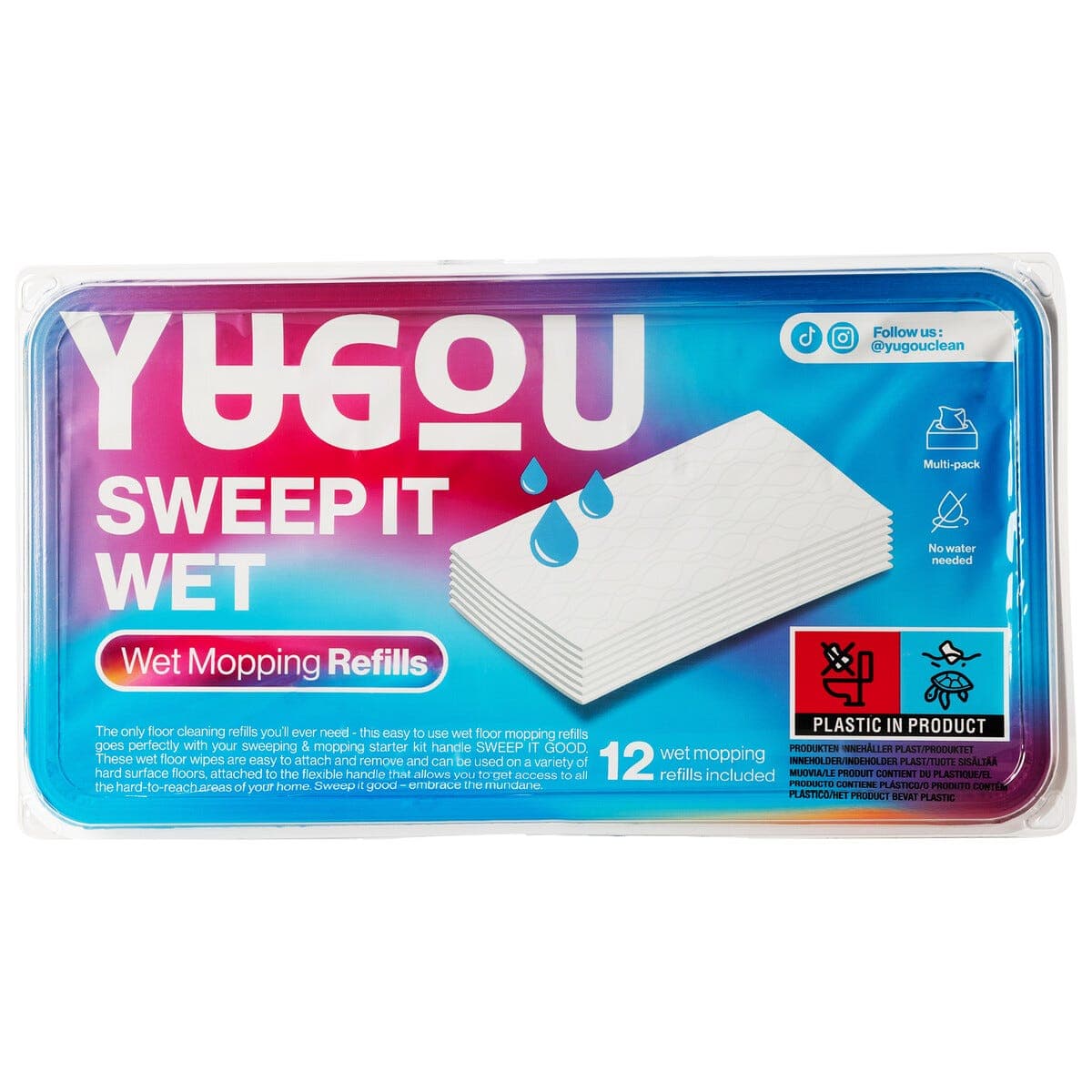 Yugou Sweep It Wet våtmopper til Yugou gulvmopp, 12-pakning