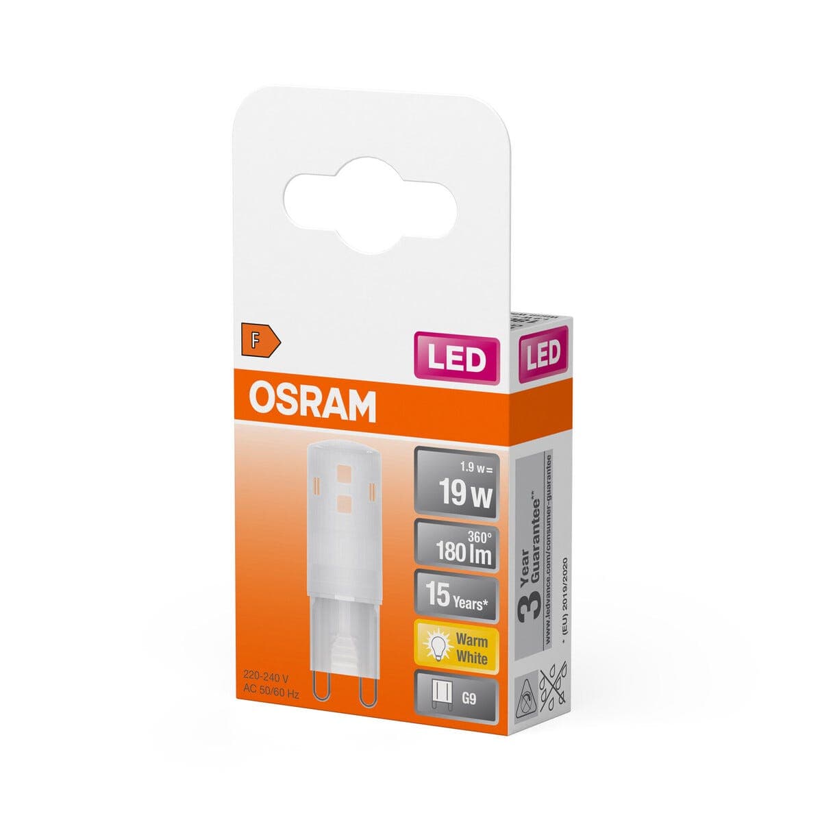 Osram LED stiftpære G9 1,9 W varmhvit