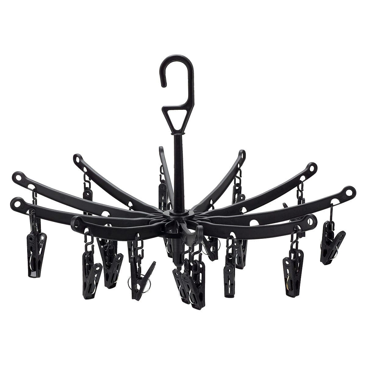 Tørkestativ med 20 klesklyper og krok