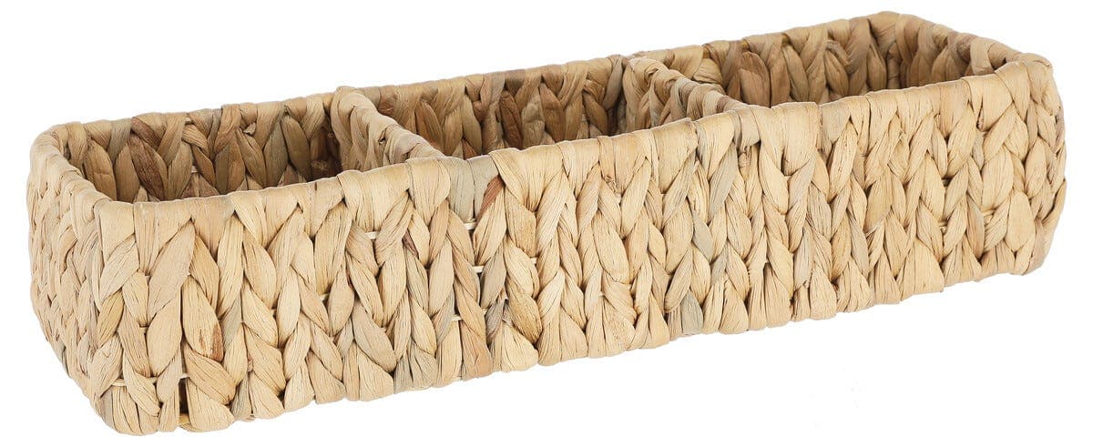 Flettet oppbevaringskurv i vannhyasint, naturfarget, 3 rom