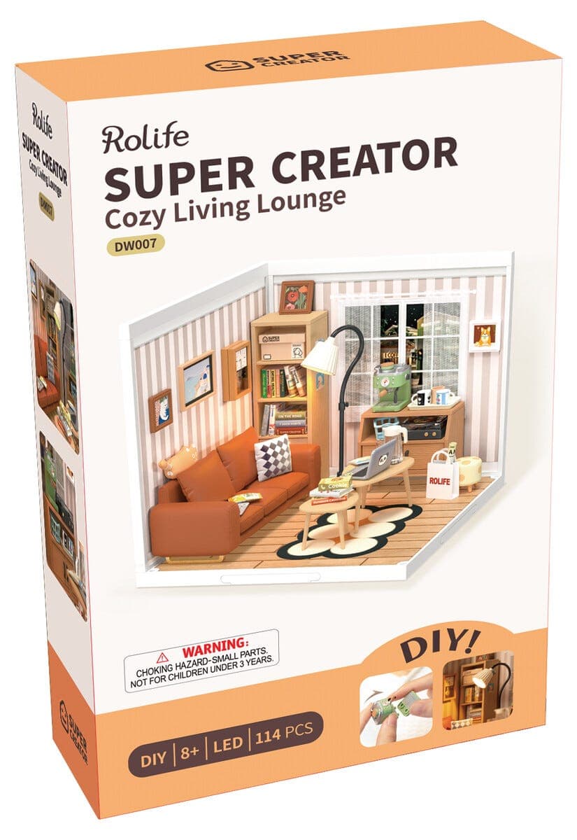 Rolife Super Creator miniatyrrom Cozy Living Lounge, fra 14 år