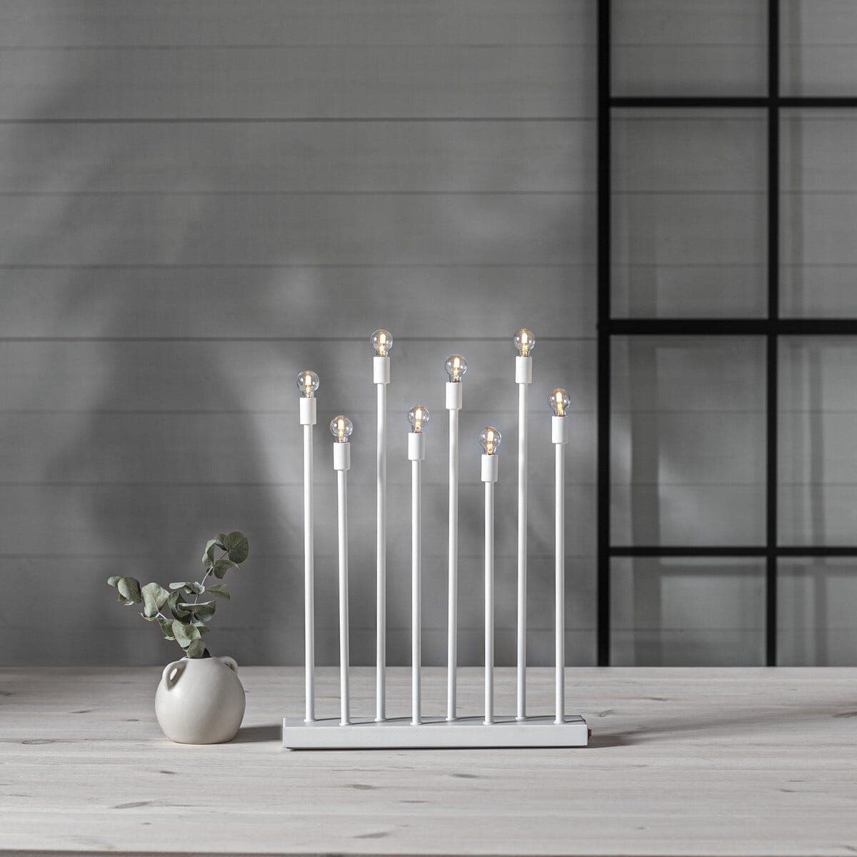 Adventsstake LED på batteri, oppladbar, hvit, 40 cm