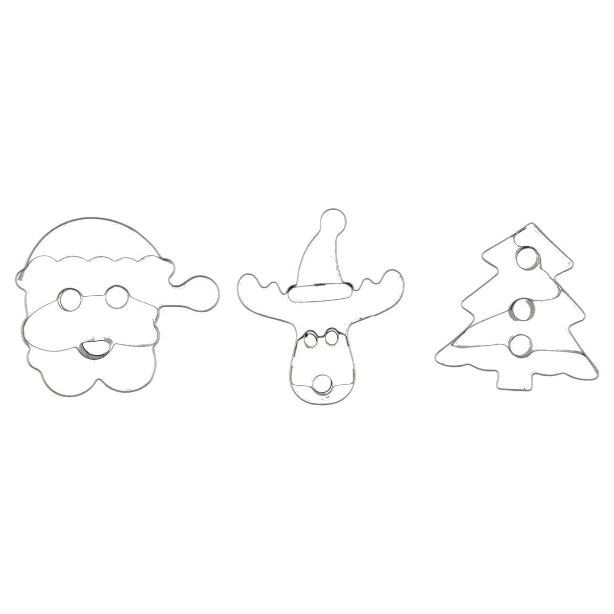 Pepperkakeformer, nisse, juletre og reinsdyr, 3-pakning