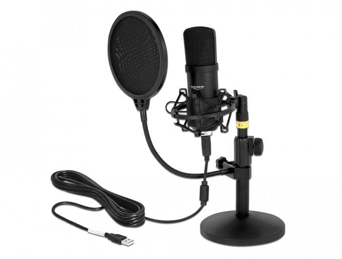 DELOCK - Professional USB Condenser Microphone Set for Podcasting/Gaming