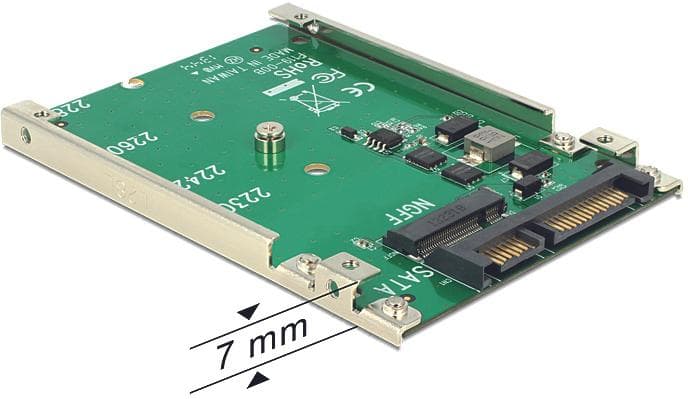 DELOCK - M.2 SSD adapter, M.2 - SATA 22-pin, 1x2,5" plats, 7mm höjd