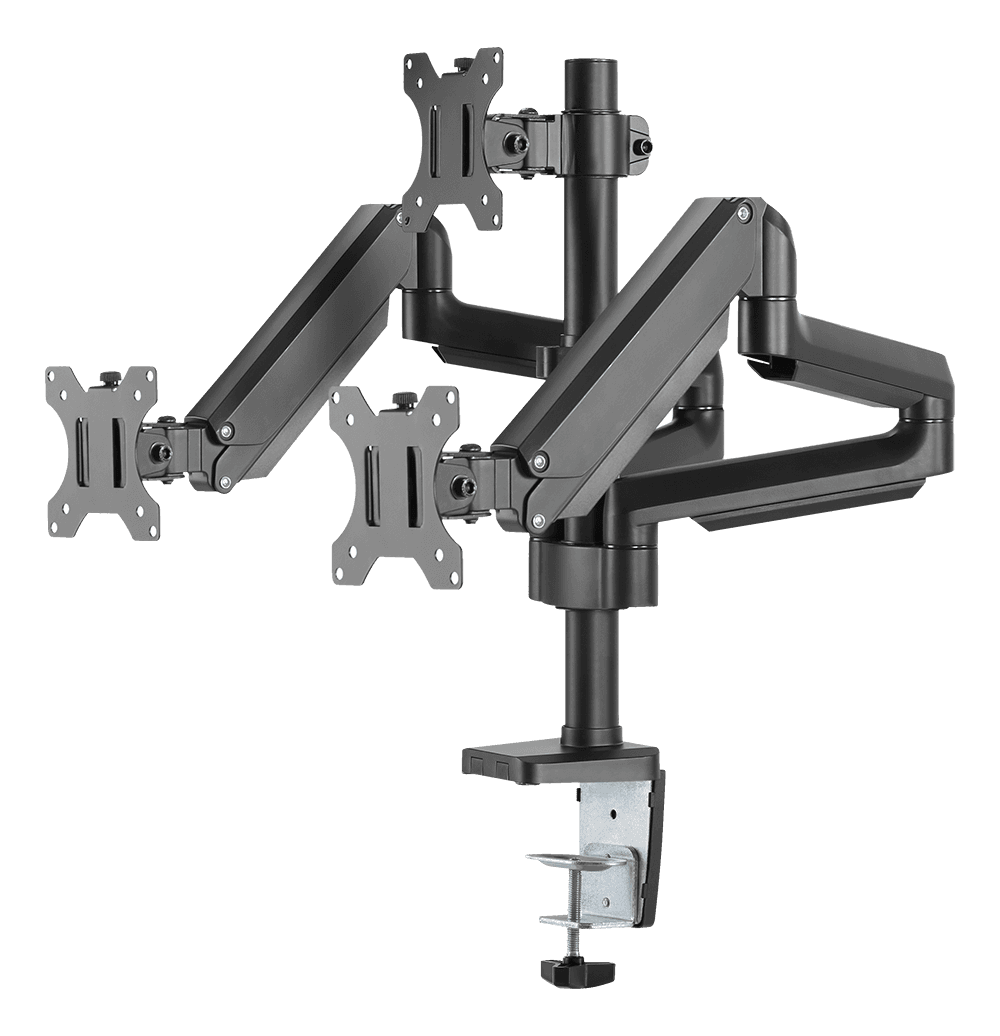 DELTACO - Triple monitor arm, gasfjeder, 17-27, 1,5-8kg