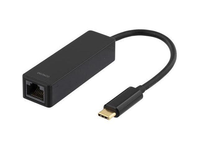 DELTACO - Network adapter USB 3.1 Type C male -> RJ-45, black