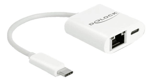DELOCK - USB Type-C Adapter to Gigabit LAN 10/100/1000 Mbps with Power Delivery port white
