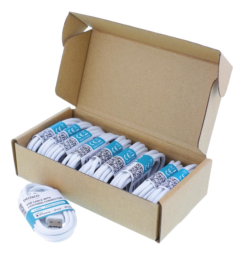DELTACO - USB A Lightning cable, MFi, 1 m, refill f. display, 10pcs