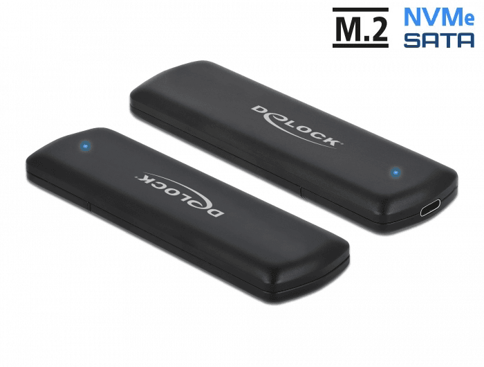 DELOCK - External USB Type-C Combo Enclosure for M.2 NVMe PCIe or SATA SSD - tool free