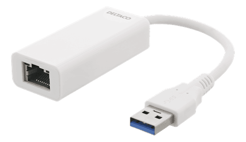 DELTACO - Adapter USB-A 3.0 to Network Adapter - White