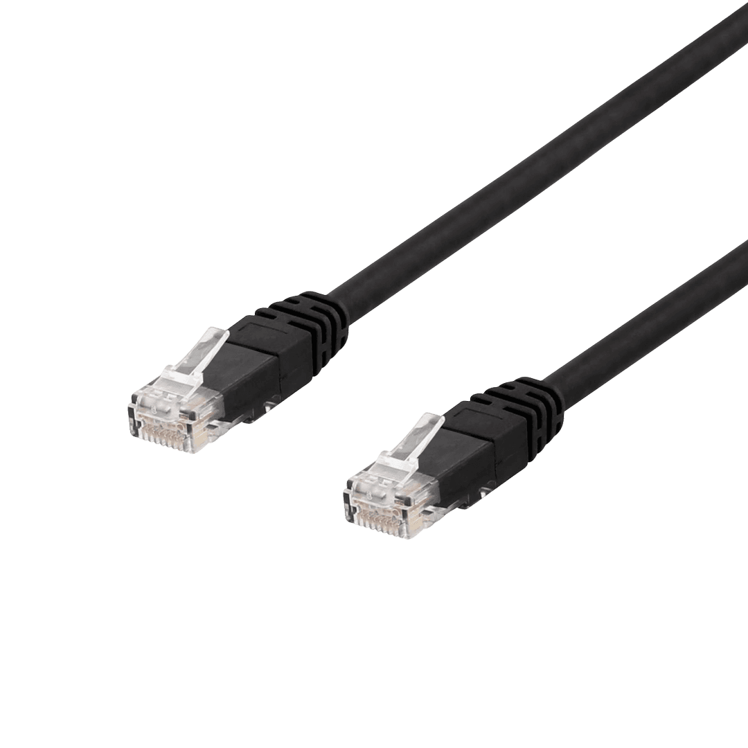 DELTACO - U/UTP Cat6 patchkabel 20m, 250 MHz, UV-resistent, svart