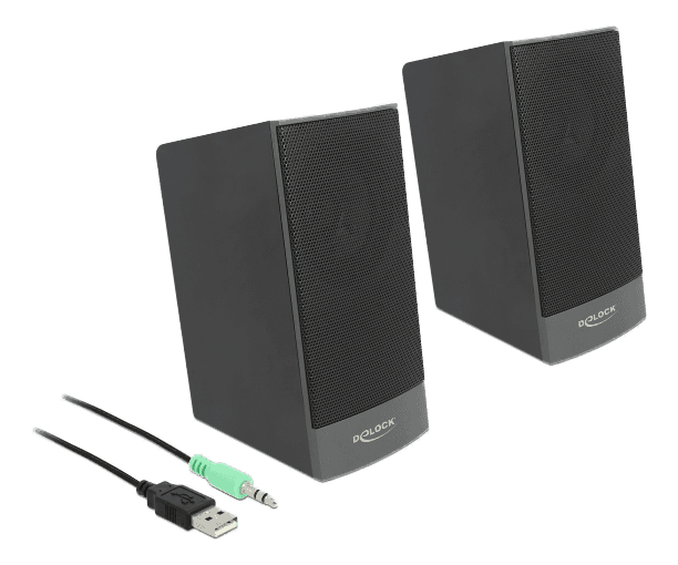 DELOCK - Stereo 2.0 PC Speaker with 3.5 mm stereo jack male and USB powe