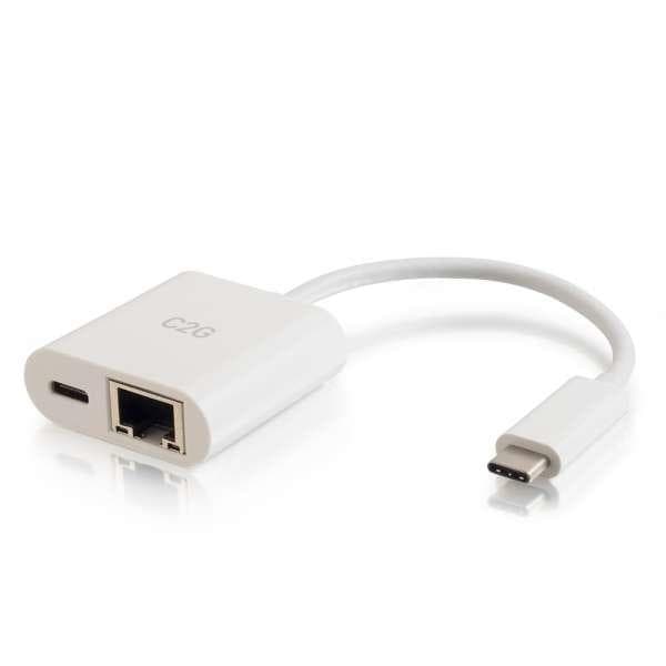 C2G - USB-C Ethernet Adapter W/Power White