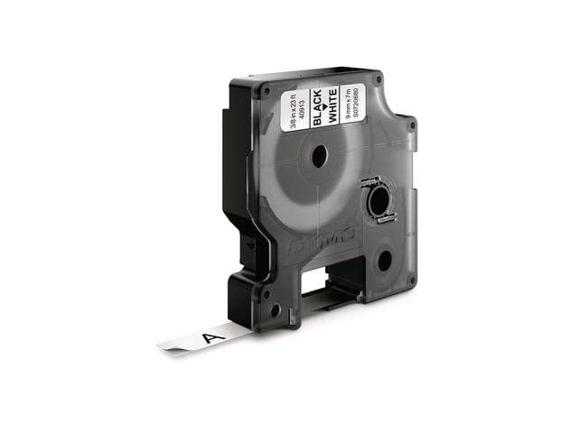 DYMO - LABEL CASSETTE 9MM X 7M BLACK ON WHITE D1 TAPE