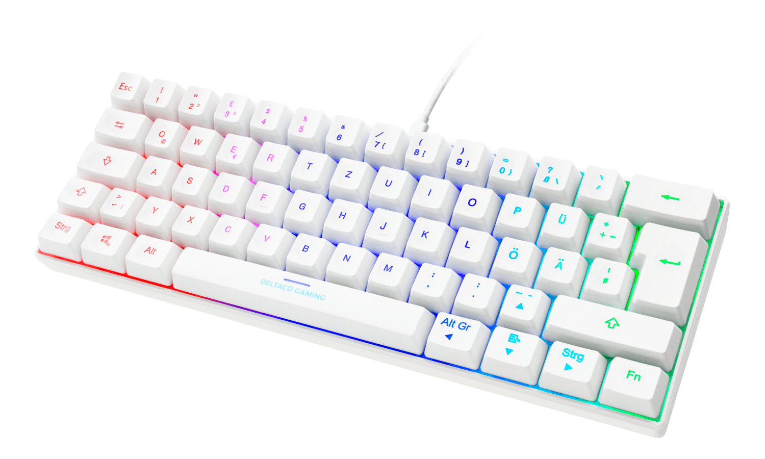 DELTACO - WhITE LINE WK85R Mechanical 60% keyboard, RGB, Red switches, DE layout