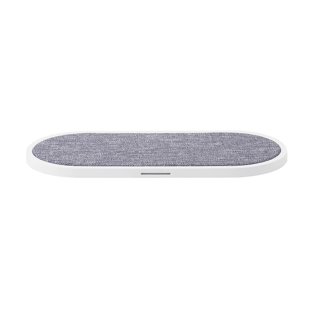 GEAR - Trådløs Dual QI Lader USB-C Tilk. 2x10W Hvit med Grå Tekstil