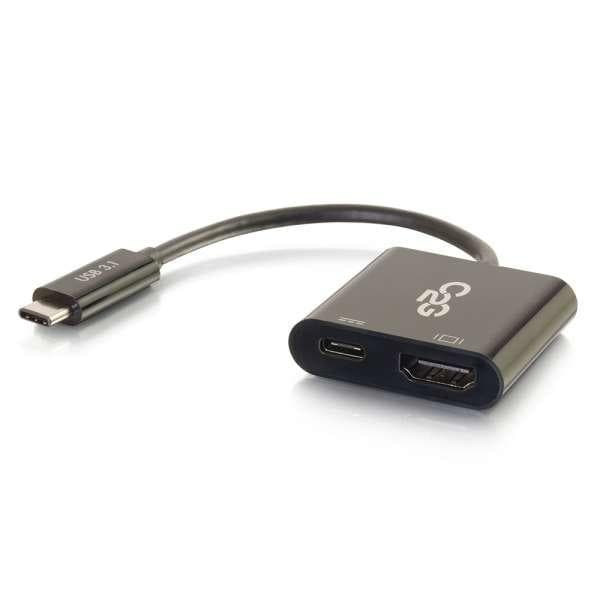 C2G - Cbl/USB-C to HDMI+USB-C Charging Black