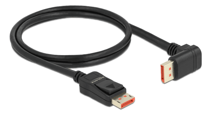 DELOCK - DisplayPort cable male straight to male 90° downwards angled 8K