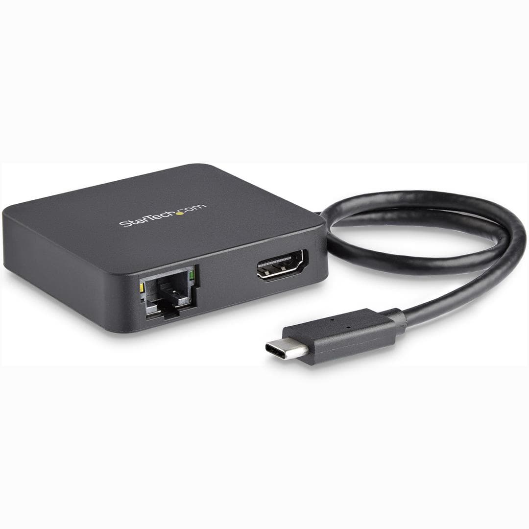 StarTech - USB C Multiport Adapter, Portable USB-C Mini Dock 4K HDMI Video, Gigabit Ethernet, USB 3.0 Hub (1x USB-A 1x USB-C), USB Type-C Multiport Adapter, Thunderbolt 3 Compatible - USB-C Travel Dock (DKT30CHD