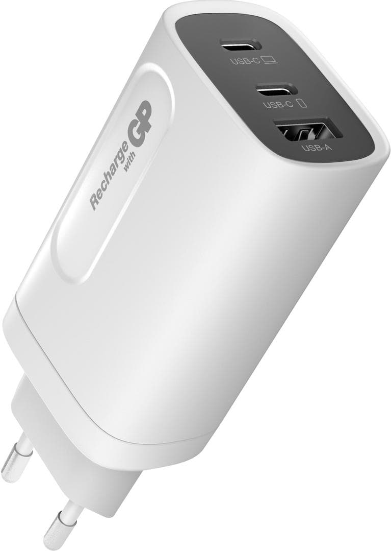 GP - GaN Wall Charger USB-C PD 65W, 3-port, incl. USB-C to USB-C Cable 2m
