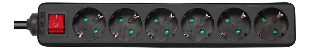 DELTACO - outlet 6xCEE 7/3 1xCEE 7/7 switch 5m black