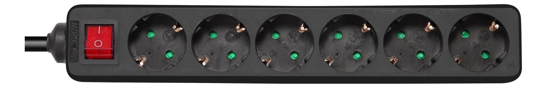 DELTACO - outlet 6xCEE 7/3 1xCEE 7/7 switch 5m black