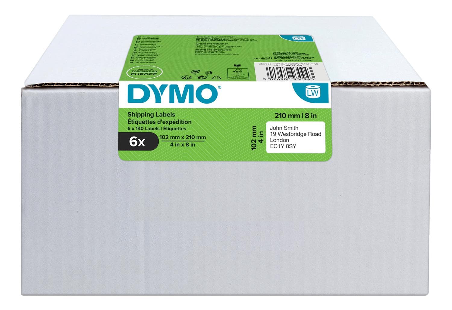 DYMO - Dymo® LabelWriter 102mm X 210mm DHL Labels (White) 6 Rolls X 140 Label