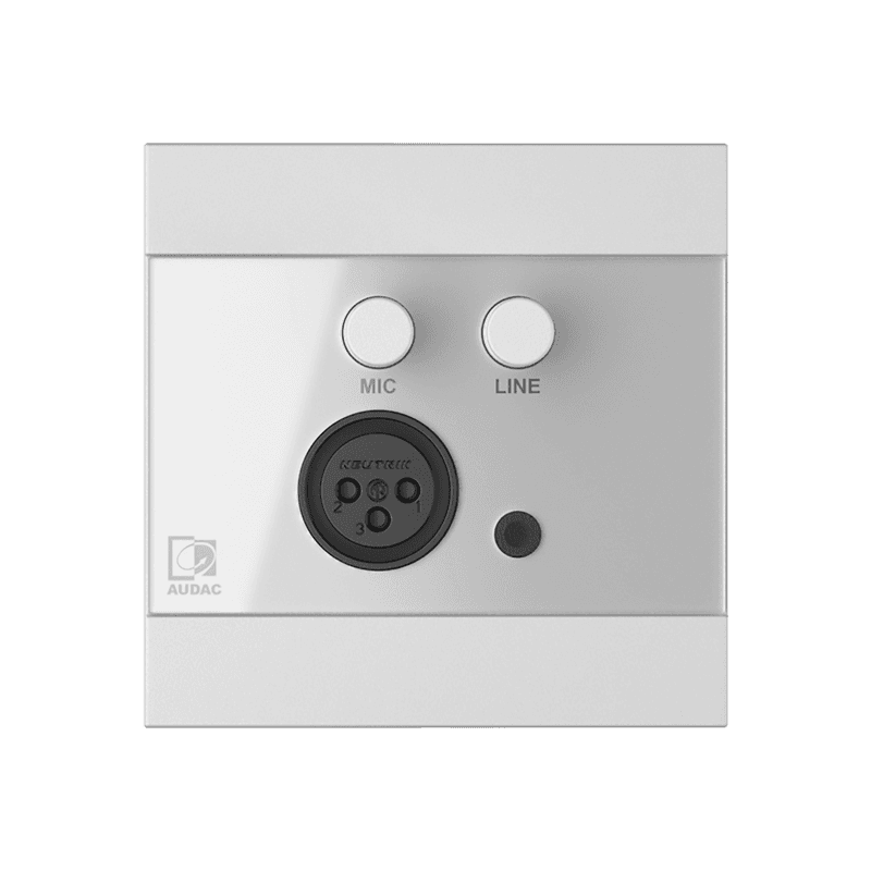 AUDAC - Veggpanel WP210/W Hvit Universal Veggpanel med Mik XLR + Linje 3,5mm