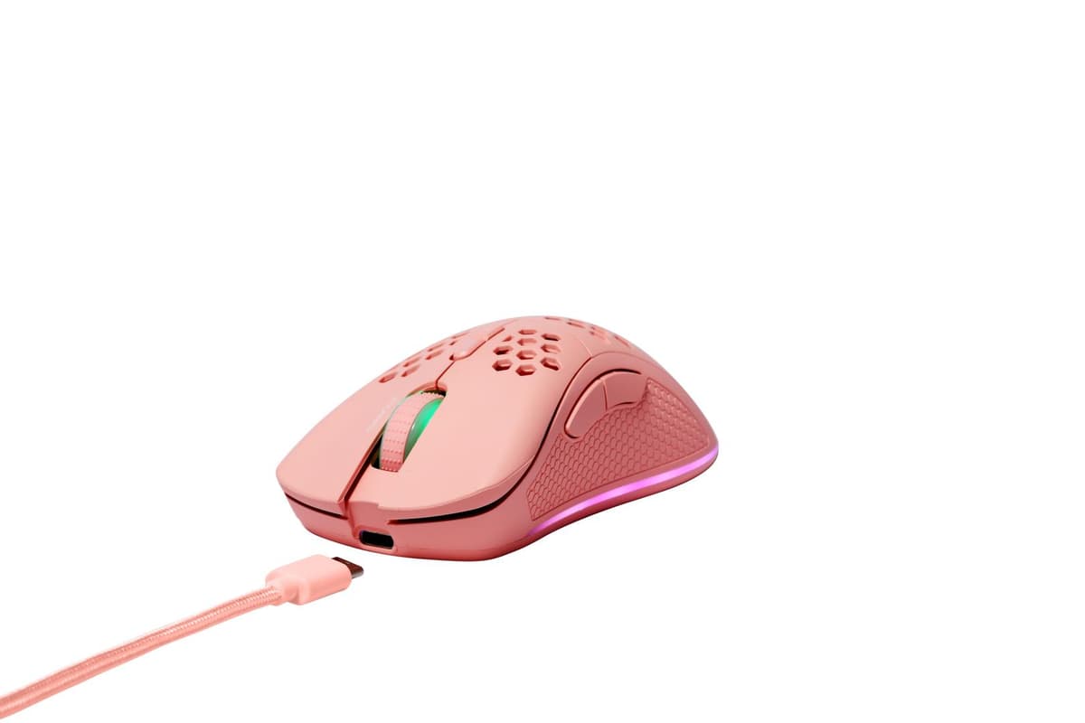 DELTACO - PINK LINE PM80 Wireless Lightweight Gaming Mouse, RGB, Pink
