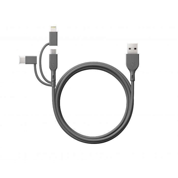 GP - Essential USB-C & Micro-USB & Apple Lightning (MFi) to USB-A 3-in-1 Cable, CY1N, 1m