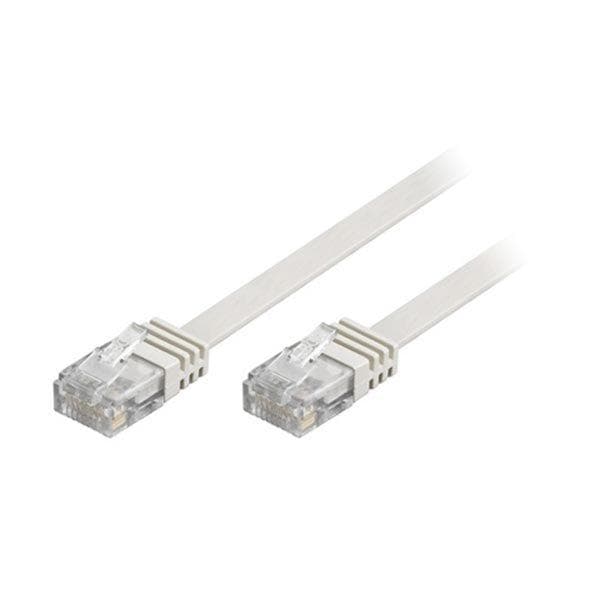 DELTACO - Flat U / UTP Cat5e patch cable, gold-plated connectors, 15m, white