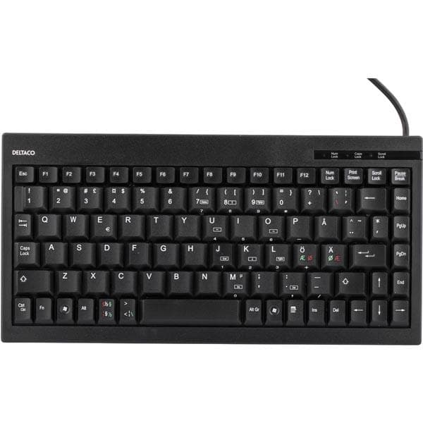 DELTACO - Keyboard mini, Nordic layout, 89 Keys, Black