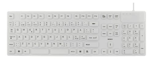 DELTACO - Keyboard, silicone, IP68, full size, 105 keys, white