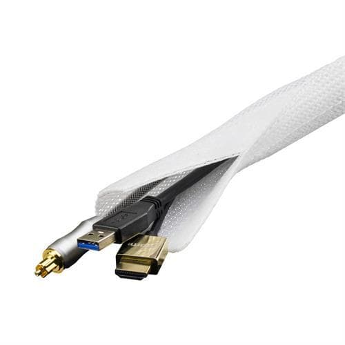 DELTACO - cable sorting sock in nylon, Velcro, 3m, white