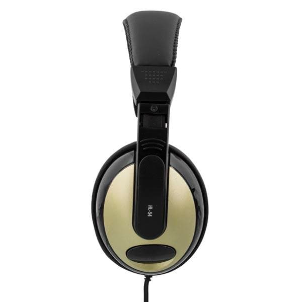 DELTACO - Closed headphone with volume control, 3.5mm plug, 2.5m, black / gold