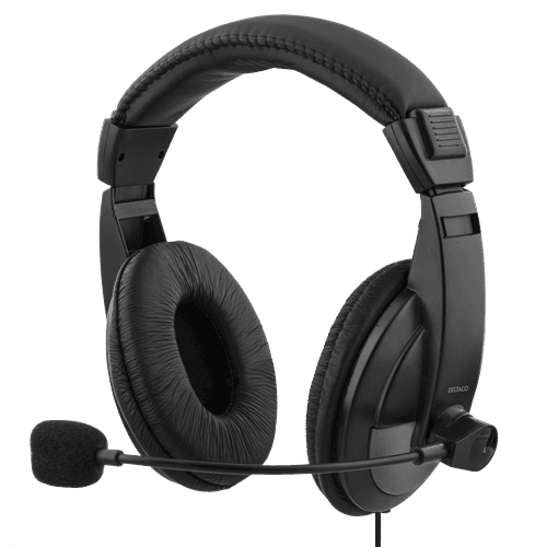 DELTACO - Stereo Headset, USB, 40mm element, Black