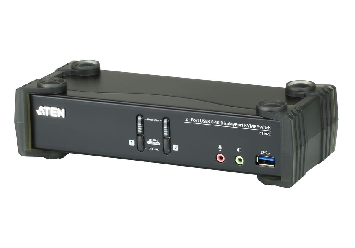 ATEN - KVM  2-PC 1-Bruker CS1922 USB 3.0, Displayport 1.2, 4K
